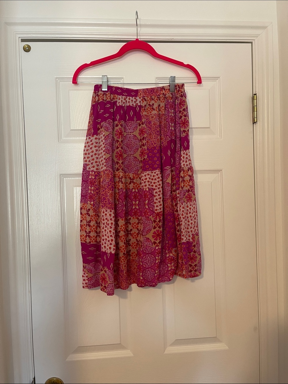Piper & Scoot Women's Pink Patterned Midi Skirt